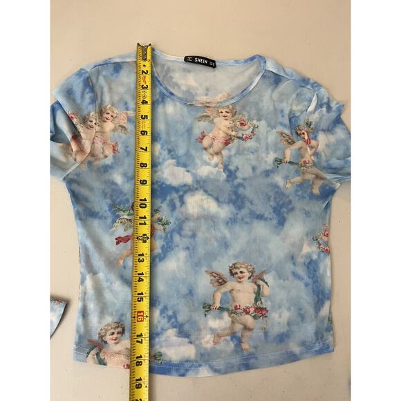 Y2K Angelcore Celestial Coquette Fairy Baddie Sheer Mesh Crop Top M Cherub Artsy - Picture 12 of 14